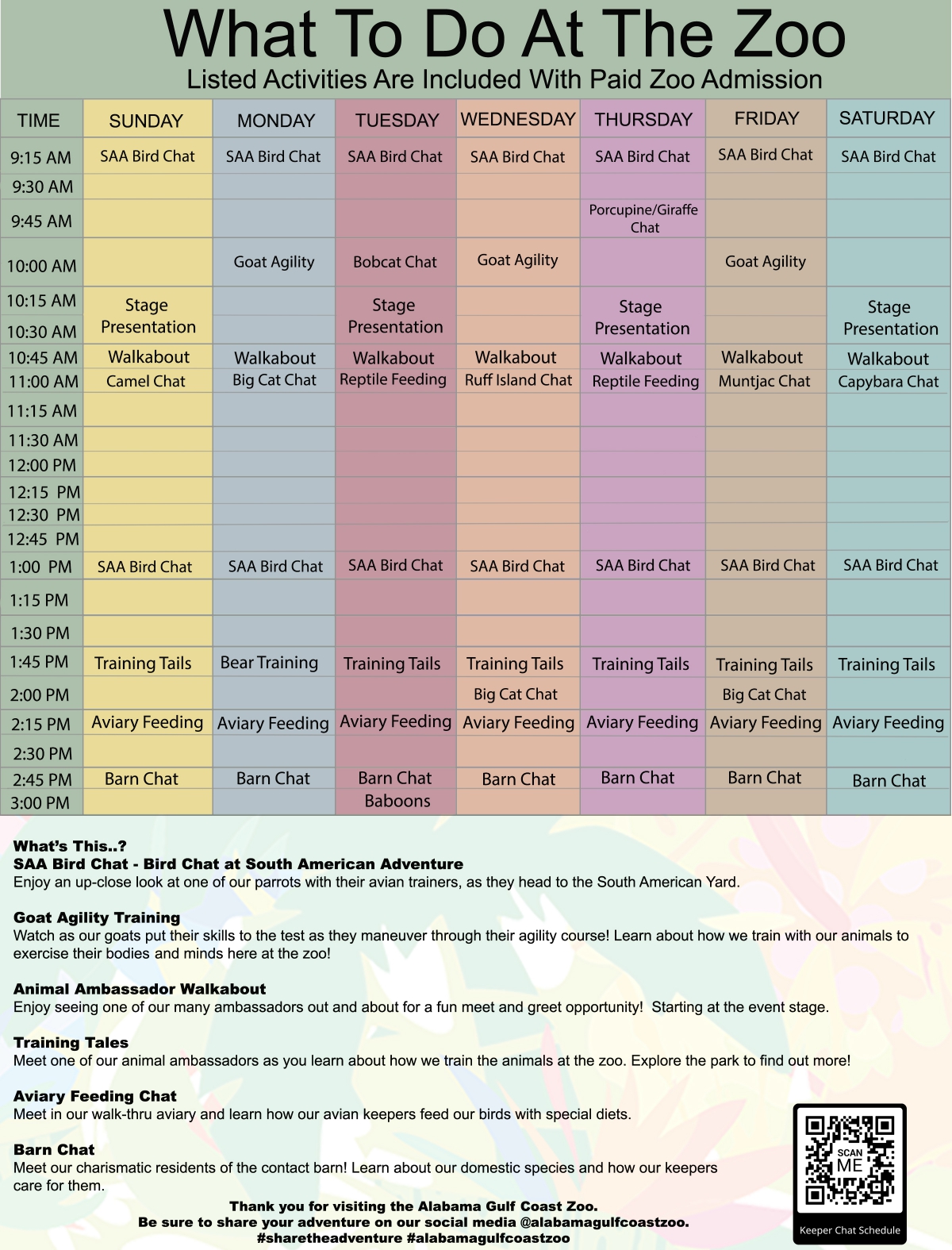 Summer 2025 Keeper Chat Schedule